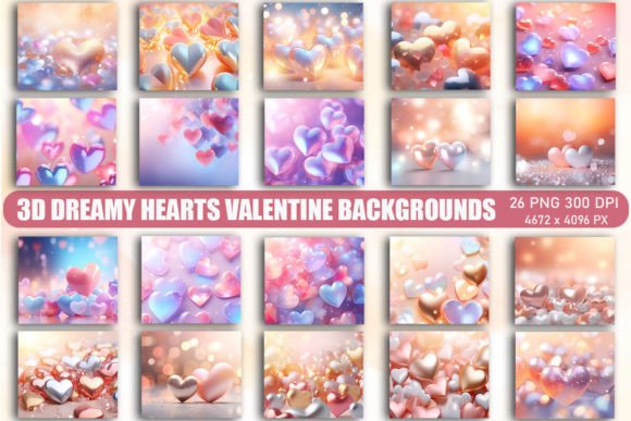 3D Dreamy Hearts Valentine Backgrounds: Elevate Your Designs