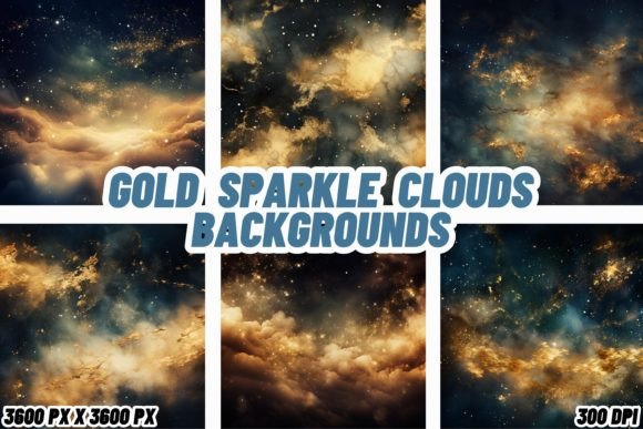 Celestial Radiance: The Magic of Gold Sparkle Clouds Backgrounds