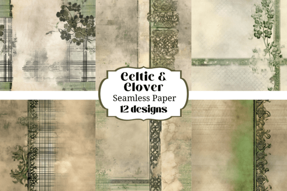 Celtic & Clover Distressed Backgrounds for Authentic Design