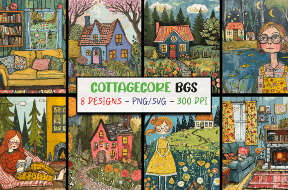 Charming Cottagecore Backgrounds: SVG & PNG for Cozy Designs