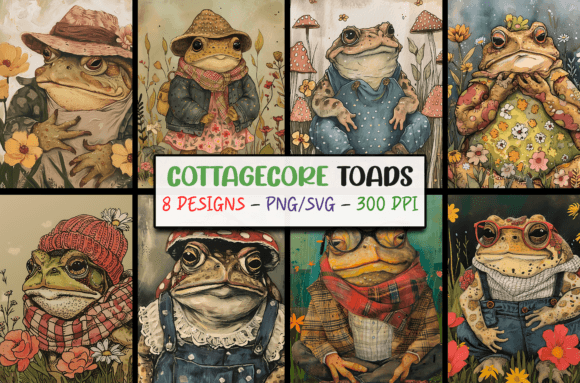 Charming Toad & Mushroom Art: Cottagecore Backgrounds