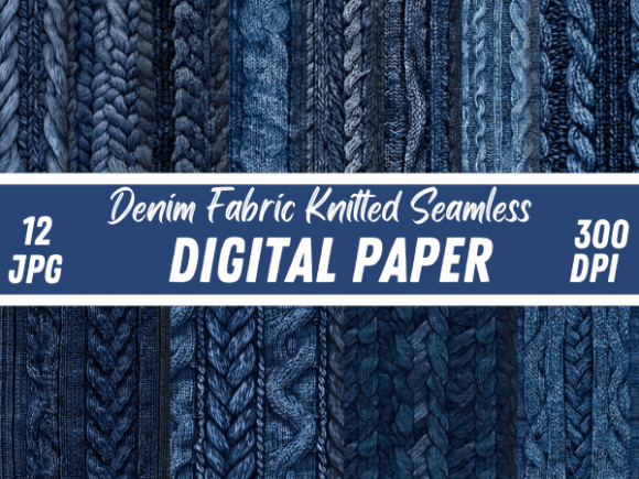 Denim Fabric Knitted Texture Backgrounds: A Digital Paper Set