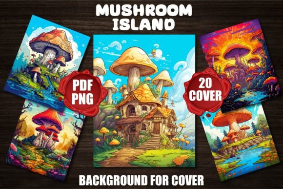 Enchanting Mushroom Island Backgrounds for Book Covers