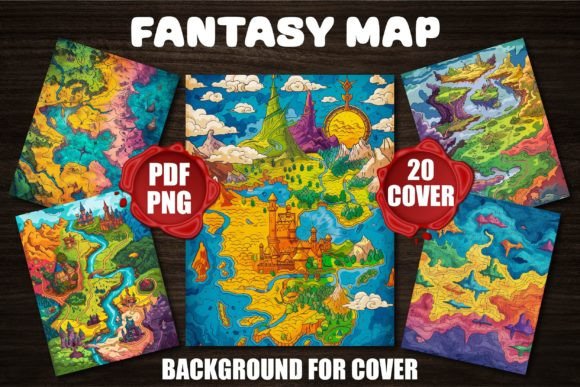 Fantasy Map Backgrounds for Covers: Design Assets for World-Building