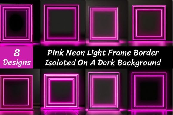Illuminate Your Projects: Pink Neon Light Frame Border Backgrounds